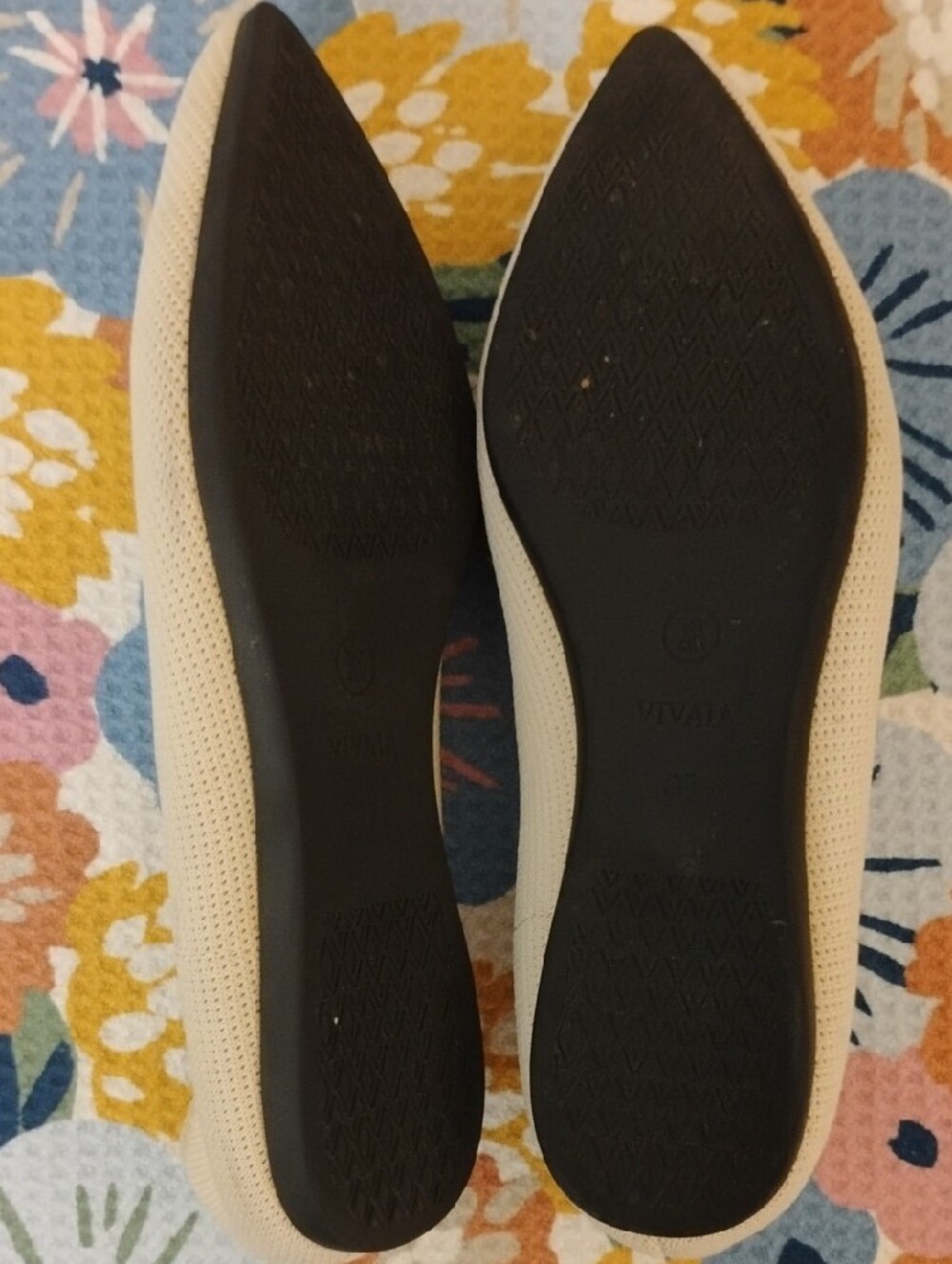 VIVAIA Women's Beige Pointed Knit Ballet Flats - Comfortable Slip-On Size 6.5 - Picture 3 of 8